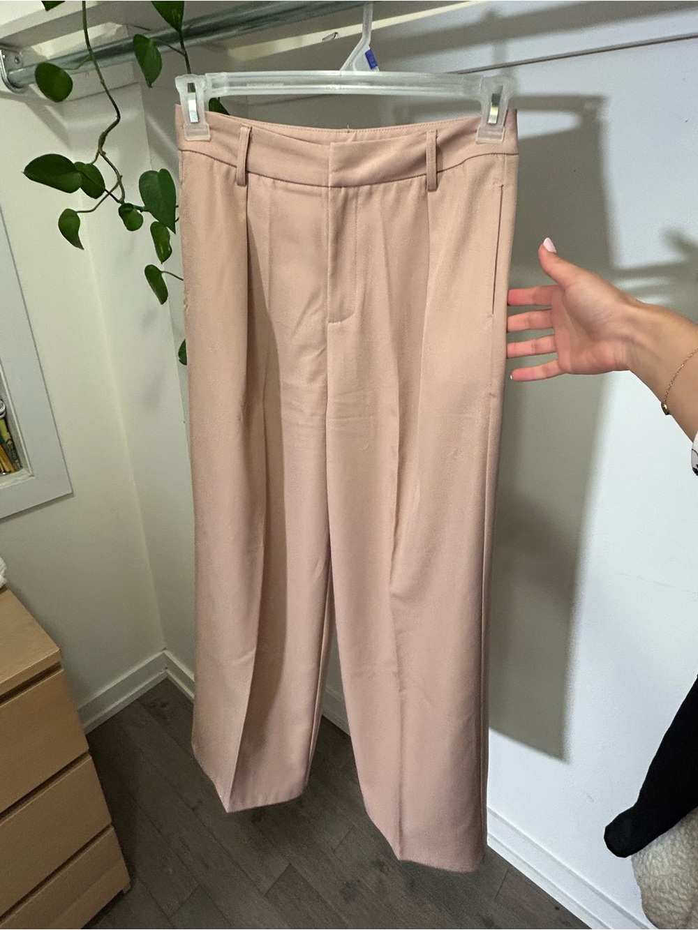 Tailored High-Rise Wide-Leg Pants - Blush Pink